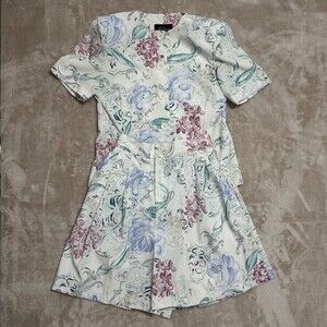 VINTAGE Toni Garment for CC MAGIC Shirt Shorts Set Womens Small/8 Floral USA